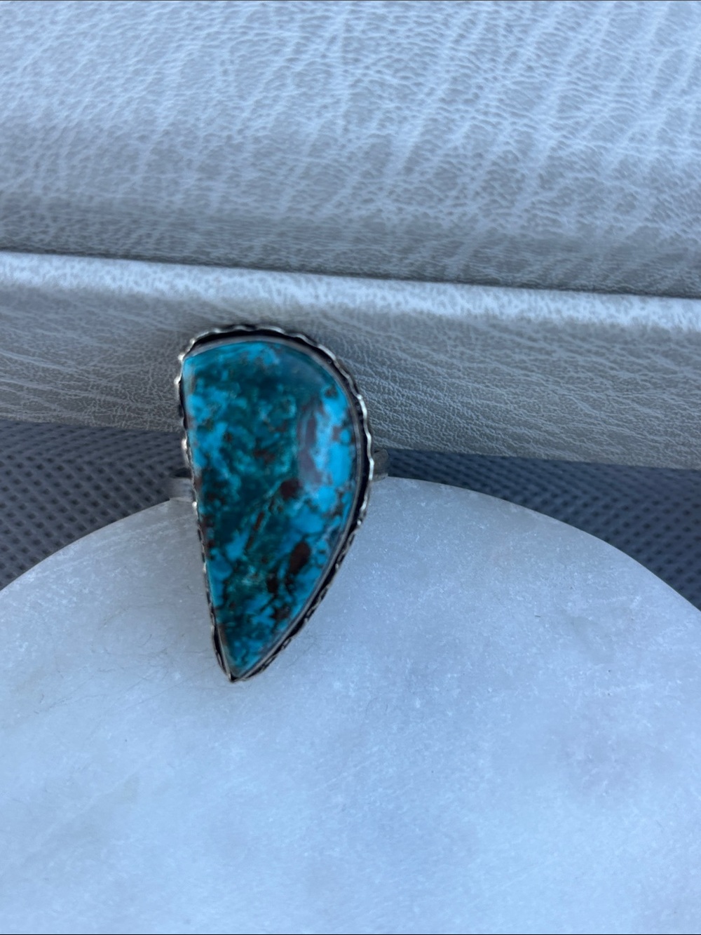 Sterling Silver Turquoise Statement Ring - Blue Green Gemstone